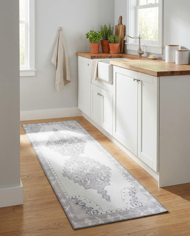 Heritage Elegance Collection Area Rug -  Winterthur (white Gray) Runner white Gray  lifestyle 51