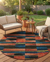 Urban Terrace Collection Area Rug -  Courtyard Round Multi  lifestyle 67