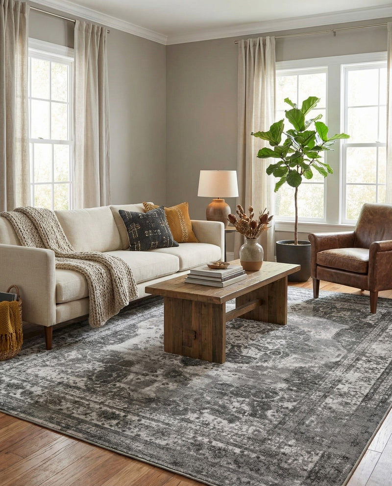 Riviera Elegance Collection Area Rug -  Menton (Gray) Rectangle Gray  lifestyle 25