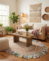 Osian Looms Collection Area Rug - Kathmandu Oval Multi White  lifestyle 17