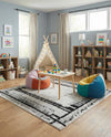 Marrakech Mosaic Collection Area Rug -  Sahara Square Black and White  lifestyle 71