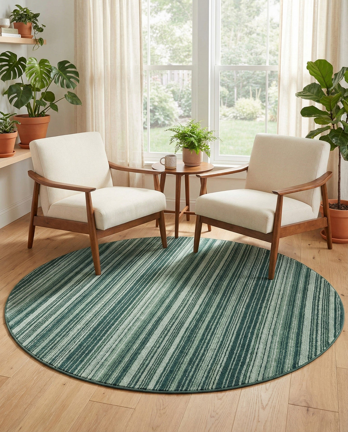 Jewel Oasis Collection Area Rug - Sapphire (Green) Round Green  lifestyle 88