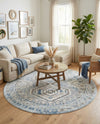 Savannah Elegance Collection Area Rug -  Tybee (Aqua Blue) Round Aqua Blue  lifestyle 67