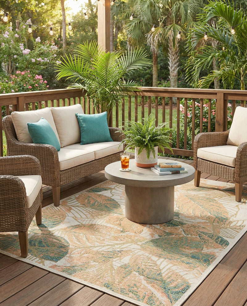 Coastal Terrace Collection Area Rug -  Driftwood Rectangle Ivory  lifestyle 45