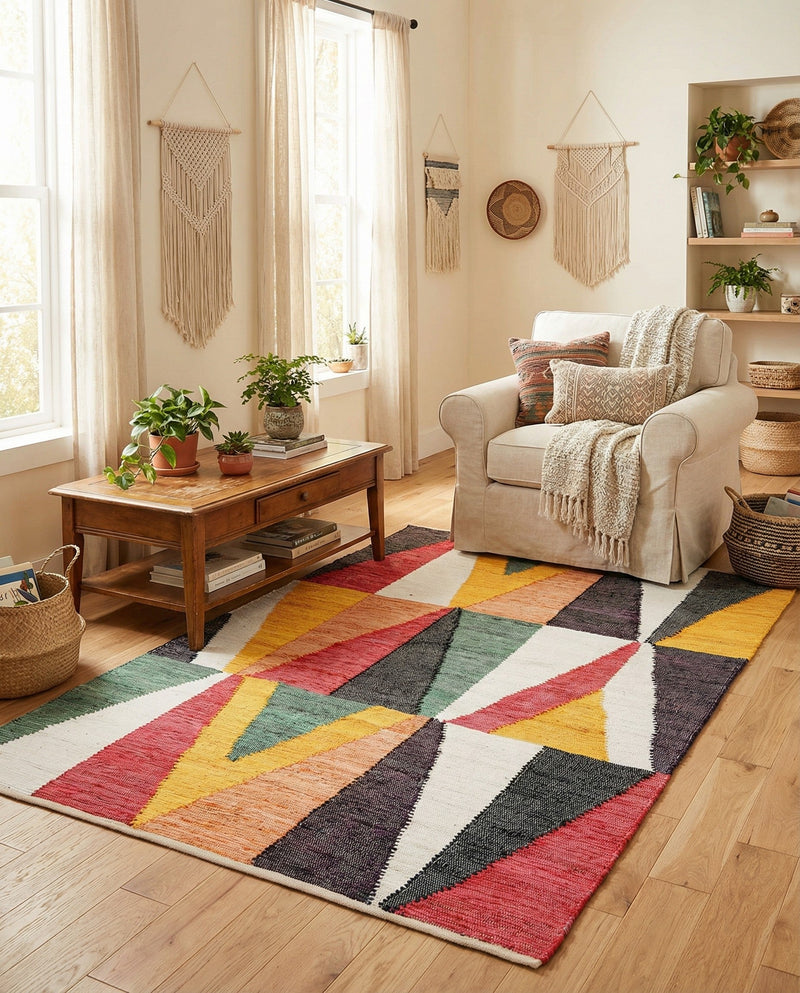 Thar Cotton Collection Area Rug -  Kannur Rectangle Multi  lifestyle 10