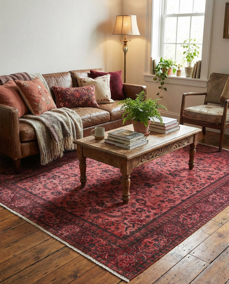 Bazaar Chic Collection Area Rug -  Larache Square Antique Red  lifestyle 39