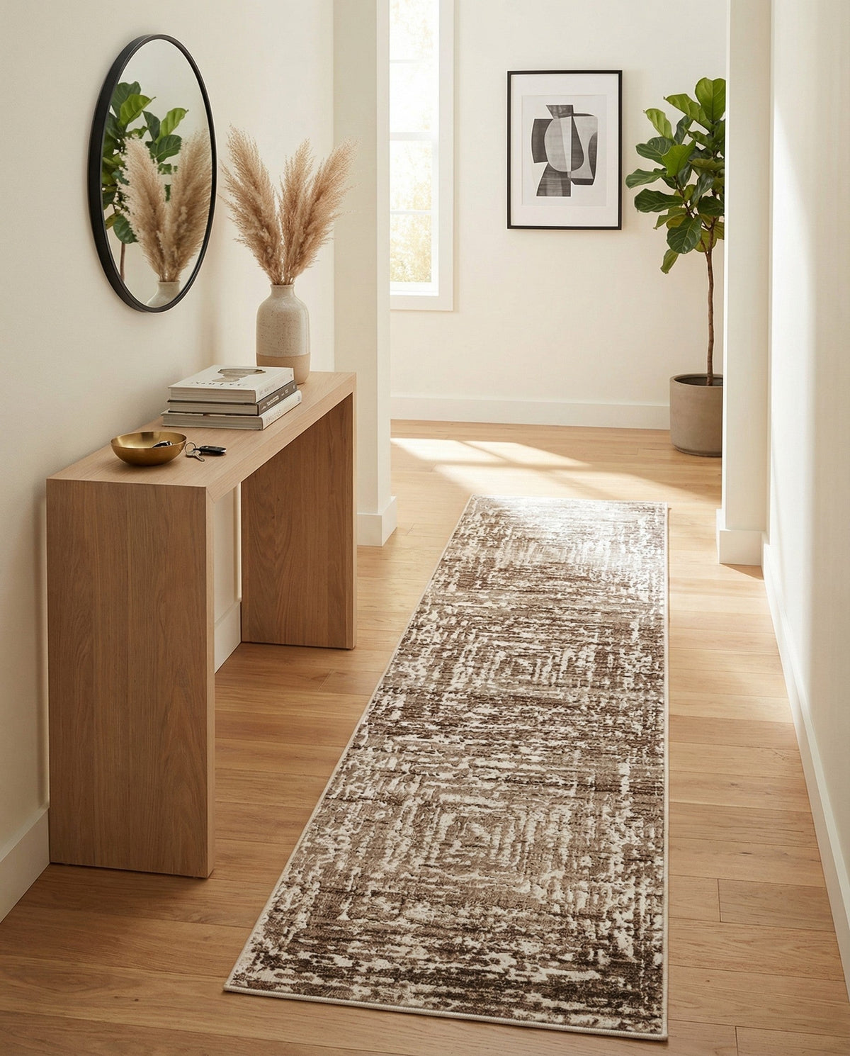 Sanctuary Retreat Collection Area Rug -  Asylum Runner Chocolate Brown  lifestyle 93