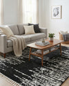 Tranquil Tides Shag Collection Area Rug - Marina Rectangle Black and White  lifestyle 16