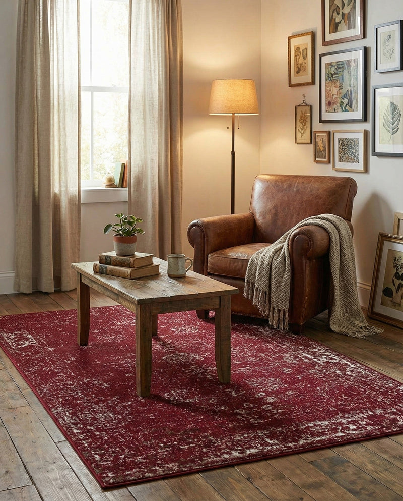 Riviera Elegance Collection Area Rug - Antibes (Burgundy) Rectangle Burgundy  lifestyle 32