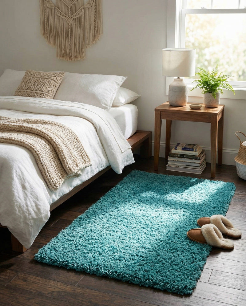 Plush Oasis Collection Area Rug - Serenity (Deep Aqua Blue) Rectangle Deep Aqua Blue  lifestyle 4