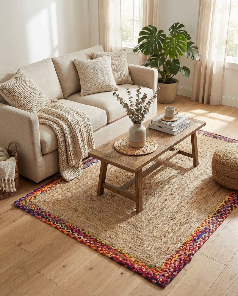 Woven Seaside Jute Collection Area Rug - Seabrook Rectangle Natural  lifestyle 16