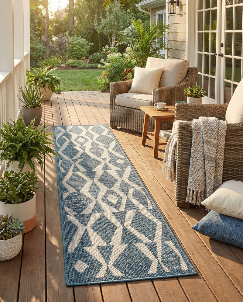 Coastal Terrace Collection Area Rug -  Tidepool Runner Blue  lifestyle 33
