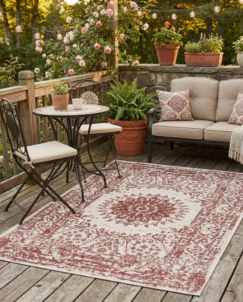 Patio Heritage Collection Area Rug -  Lafayette (Rust Red) Rectangle Rust Red  lifestyle 17