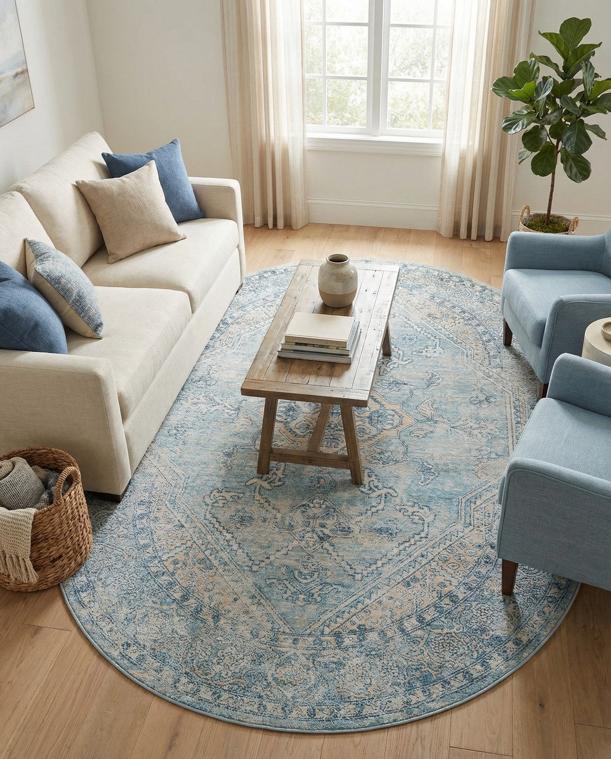 Coastal Haven Collection Area Rug -  Marina Oval Blue  lifestyle 92