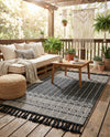 Sustainable Nomad Terrace Collection Area Rug - Reef Rectangle Charcoal Black  lifestyle 54