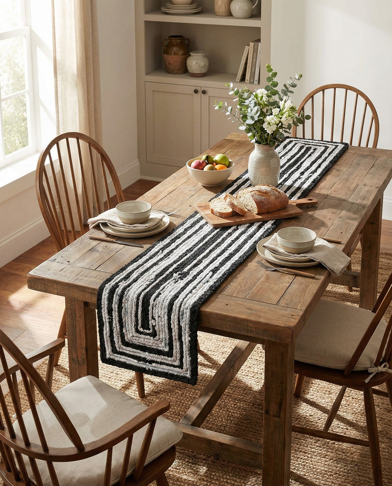 Woven Udaipur Collection Area Rug - Jaipur Table Runner Black and White  lifestyle 61
