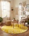 Brighton Stripes Collection Area Rug - Sussex (Yellow) Round Yellow  lifestyle 19