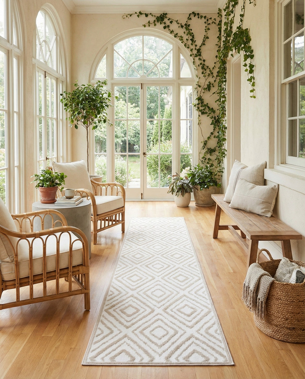 Sanctuary Retreat Collection Area Rug -  Oasis Runner Snow White  lifestyle 150