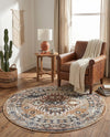 Desert Modern Eco Rug Series Collection Area Rug -  Navajo Round Khaki Gray  lifestyle 57