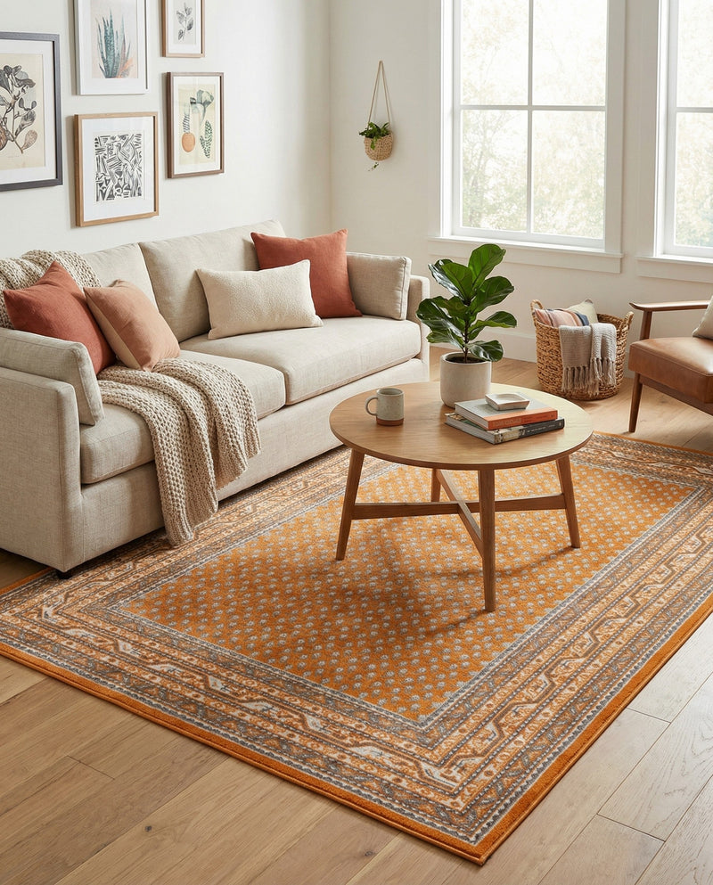 Soho Elegance Collection Area Rug -  Mercer (Orange) Rectangle Orange  lifestyle 4