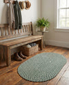 Highland Woven Jute Collection Area Rug - Glenmore (Green) Oval Green  lifestyle 24