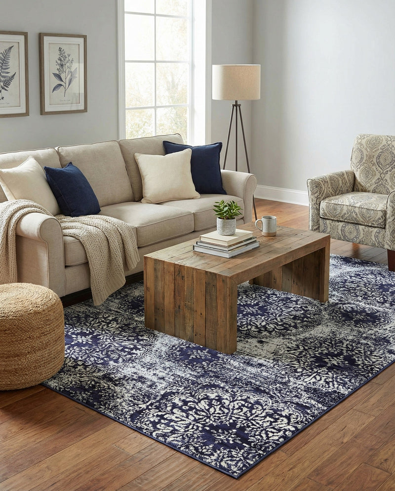 Riviera Elegance Collection Area Rug -  Monaco (Navy Blue) Rectangle Navy Blue  lifestyle 13