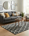 Lattice Gardens Collection Area Rug -  Bloomfield (Black) Rectangle Black  lifestyle 5
