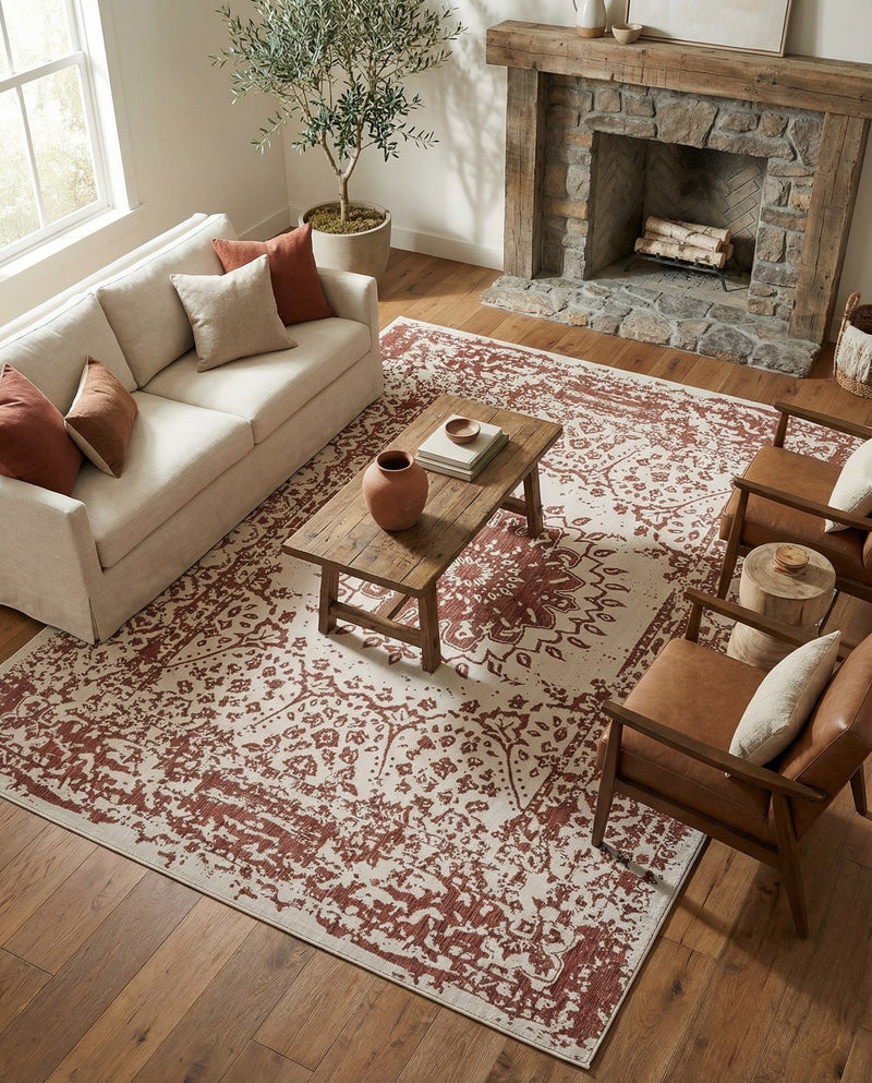 Patio Heritage Collection Area Rug -  Lafayette (Rust Red) Rectangle Rust Red  lifestyle 3