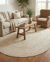 Woven Seaside Jute Collection Area Rug - Savannah (White) Oval White  lifestyle 47