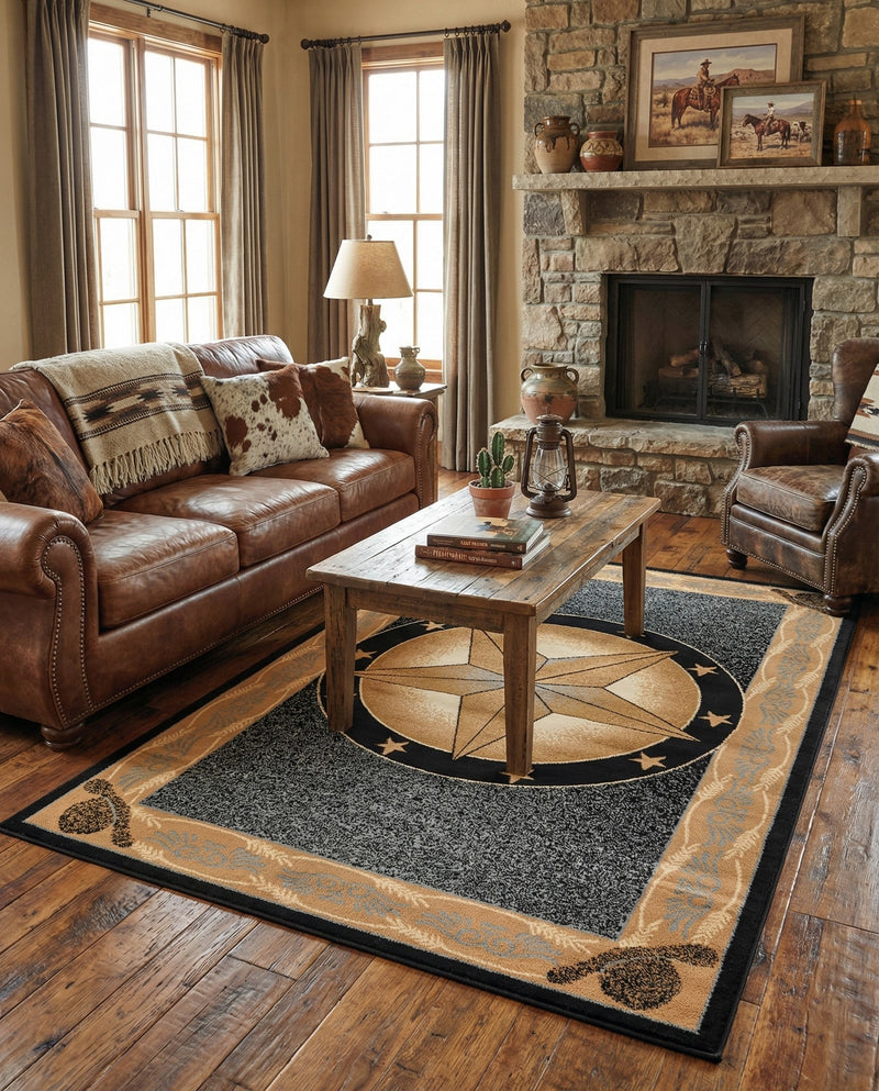 Frontier Trails Collection Area Rug - Redwood Rectangle Blue  lifestyle 30