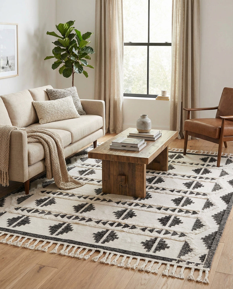 Sonoran Collection Area Rug - BellRock Rectangle Black and White  lifestyle 38