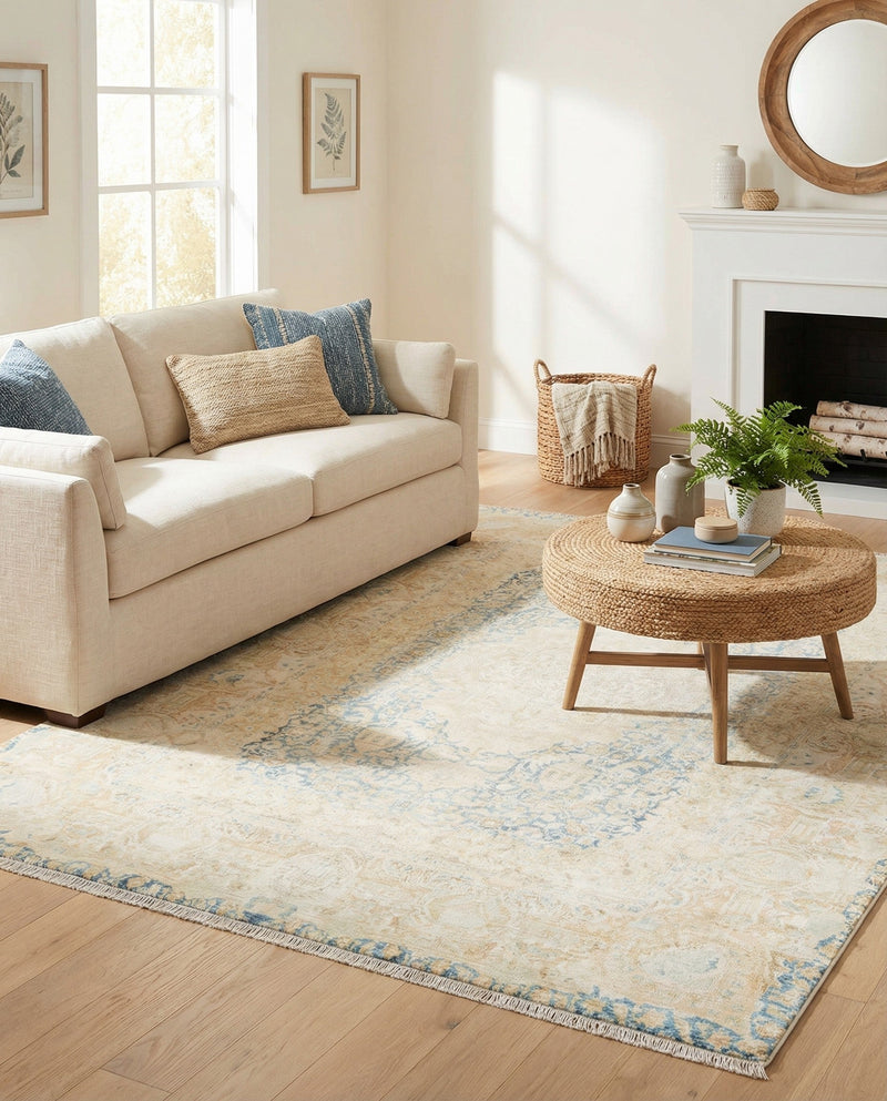 Bazaar Chic Collection Area Rug -  Kenitra Rectangle Blue and Ivory  lifestyle 17