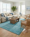 Marrakesh Lattice Collection Area Rug - Casablanca (Teal blue) Rectangle Teal blue  lifestyle 3