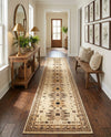 Tabriz Tapestries Collection Area Rug - Azerbaijan (Ivory) Runner Ivory  lifestyle 50