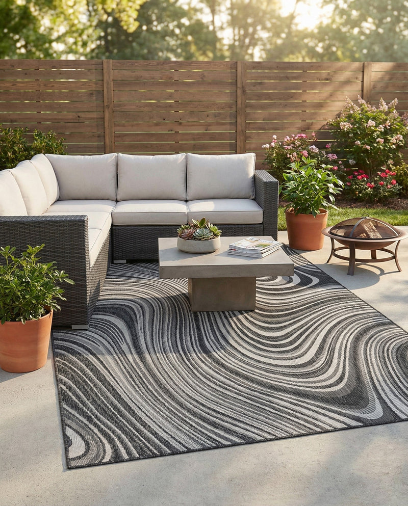 Urban Terrace Collection Area Rug - Soho Rectangle Charcoal  lifestyle 22