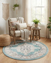 Beverly Grove Collection Area Rug -  Fairfax (Aqua) Round Aqua  lifestyle 59