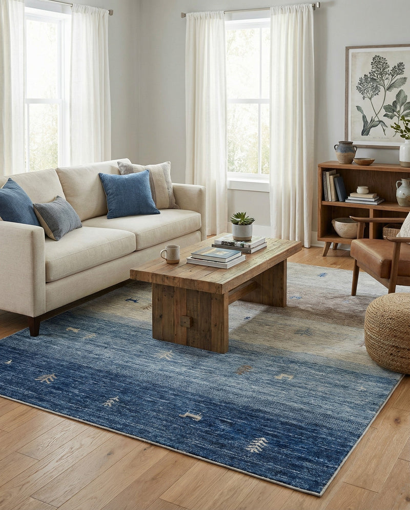 Zagros Shades Collection Area Rug -  Sisakht Rectangle Blue Gray  lifestyle 14