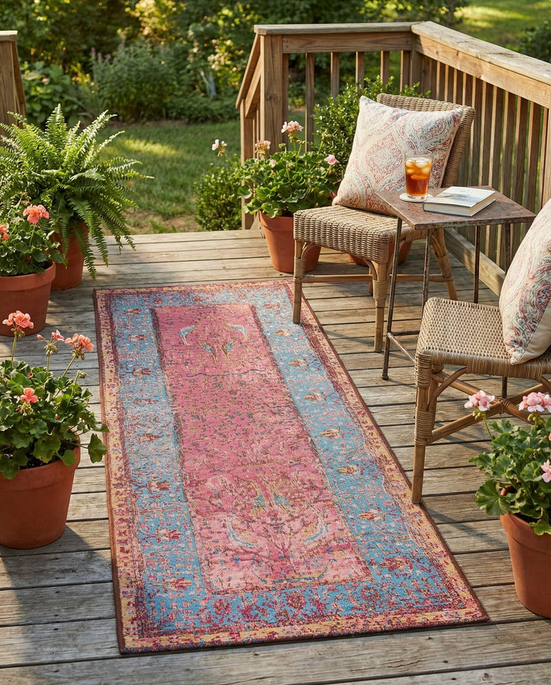 Patio Heritage Collection Area Rug -  Serenity Runner Vintage Salmon Coral  lifestyle 76