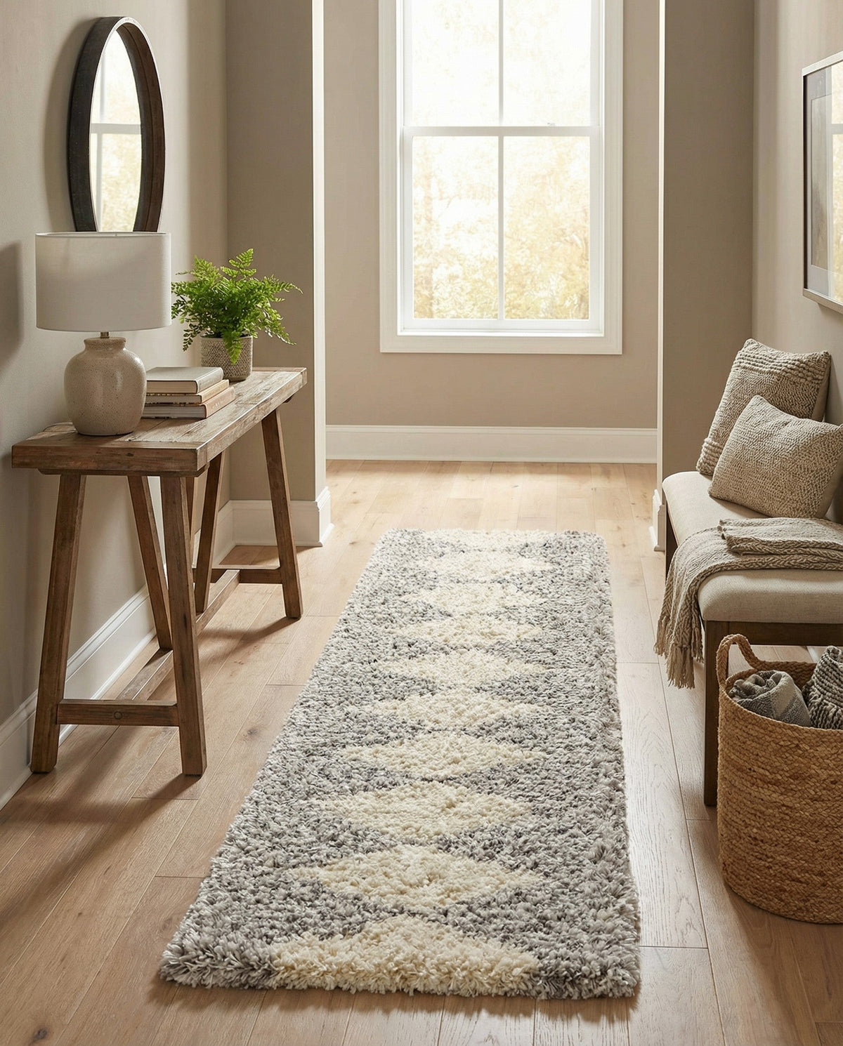 Eternal Plush Oasis Collection Area Rug -  Bliss Runner Pearl and Gray  lifestyle 86