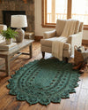 Woven Seaside Jute Collection Area Rug - Coastalhaven (Hunter Green) Oval Hunter Green  lifestyle 9
