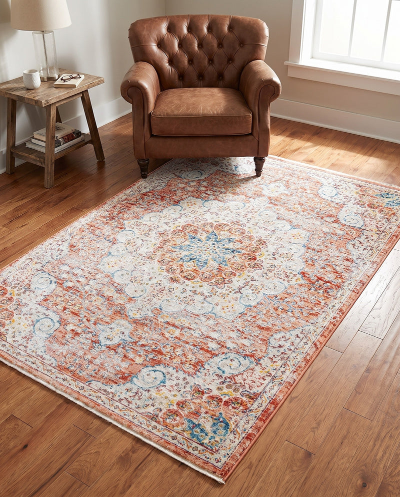 Coastal Haven Collection Area Rug - Seabreeze (Red) Rectangle Red  lifestyle 21
