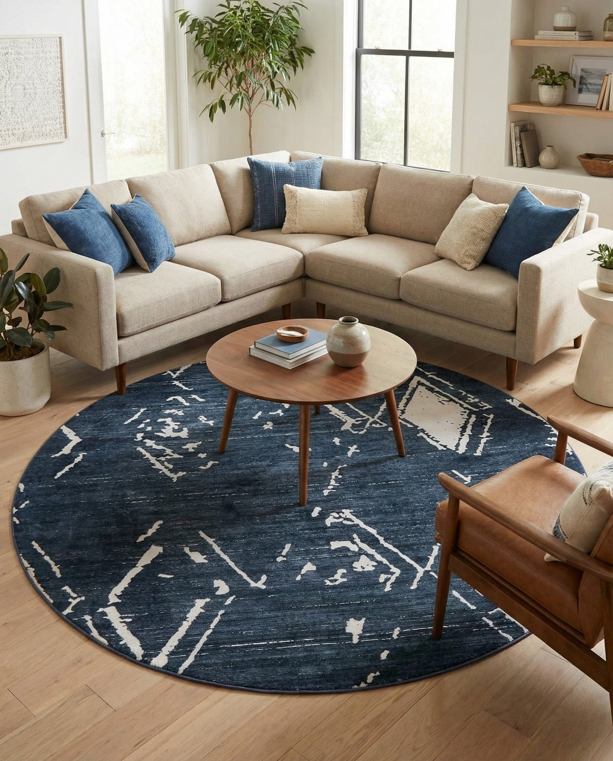 Metro Heights Collection Area Rug -  Madison Round Navy Blue  lifestyle 117