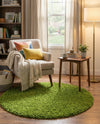Plush Oasis Collection Area Rug - Serenity (Grass Green) Round Grass Green  lifestyle 45