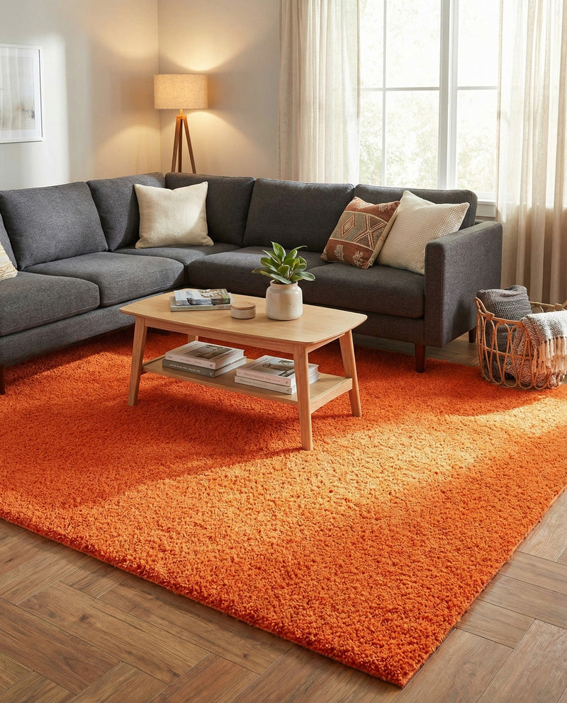 Plush Oasis Collection Area Rug - Serenity (Tiger Orange) Rectangle Tiger Orange  lifestyle 21