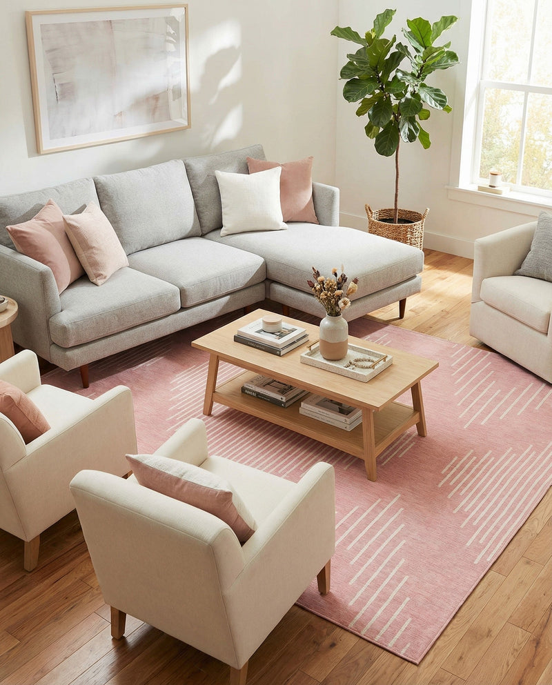 Urban Terrace Collection Area Rug -  Chelsea (Pink) Rectangle Pink  lifestyle 18