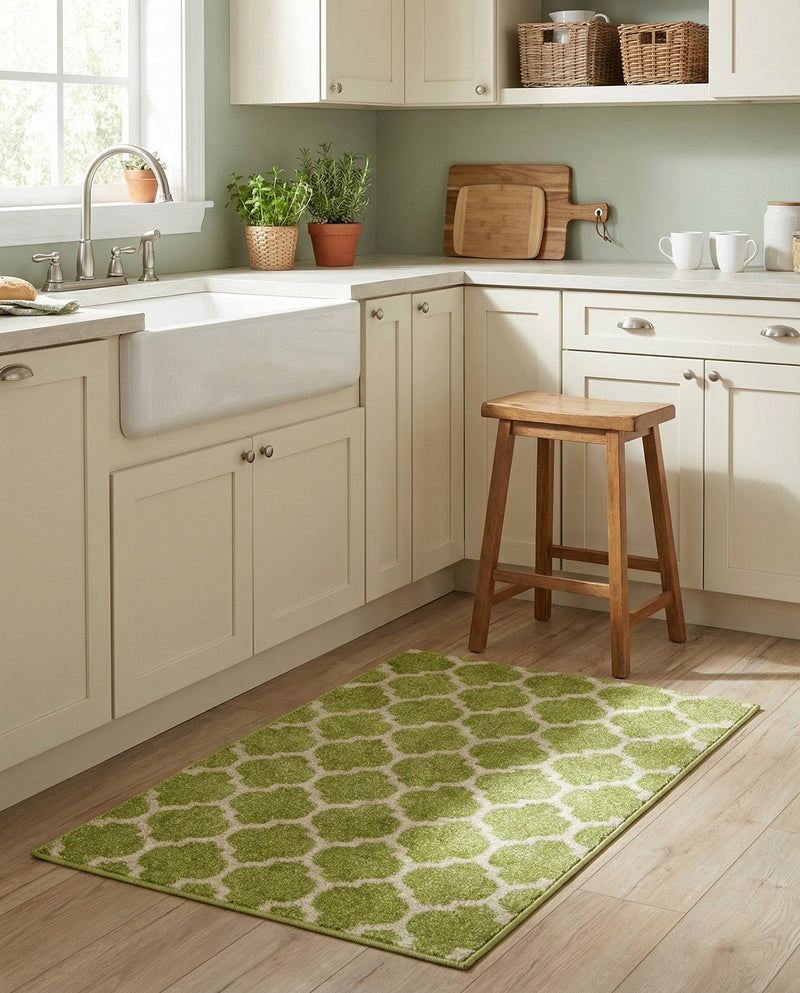 Lattice Gardens Collection Area Rug -  Bloomfield (Light Green) Rectangle Light Green  lifestyle 15