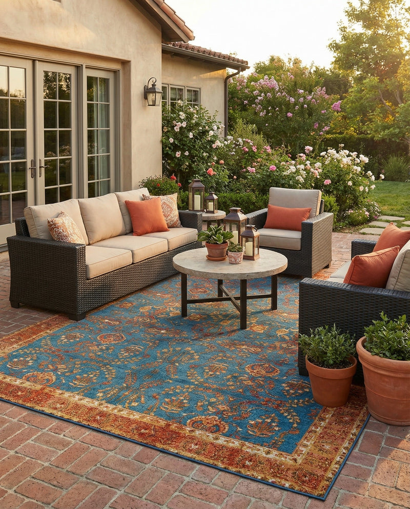 Patio Heritage Collection Area Rug -  Pavilion Rectangle Navy Blue  lifestyle 17
