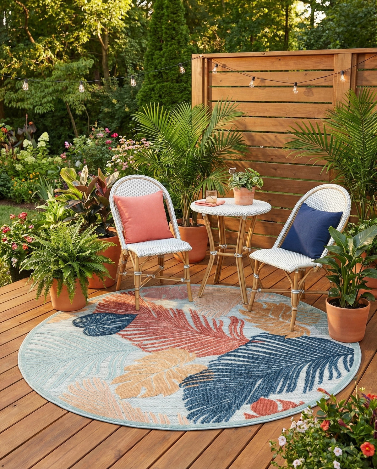 Seaside Blooms Collection Area Rug -  Tranquil Round Multi  lifestyle 102