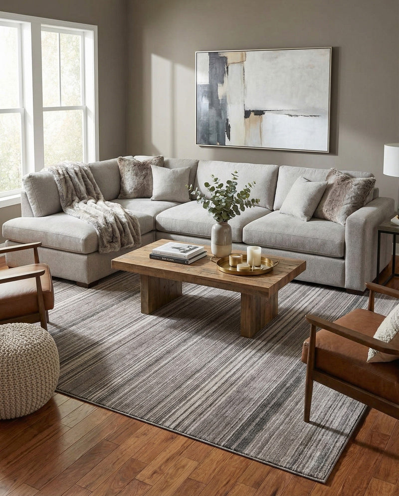 Jewel Oasis Collection Area Rug - Sapphire (Gray) Square Gray  lifestyle 38