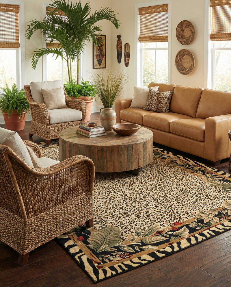 Savannah Sojourn Collection Area Rug -  Moremi Rectangle Cream  lifestyle 5